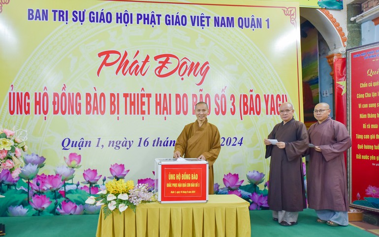 Phật giáo Q.1 hội thu hơn 426 triệu đồng hỗ trợ đồng bào bị thiệt hại do bão số 3